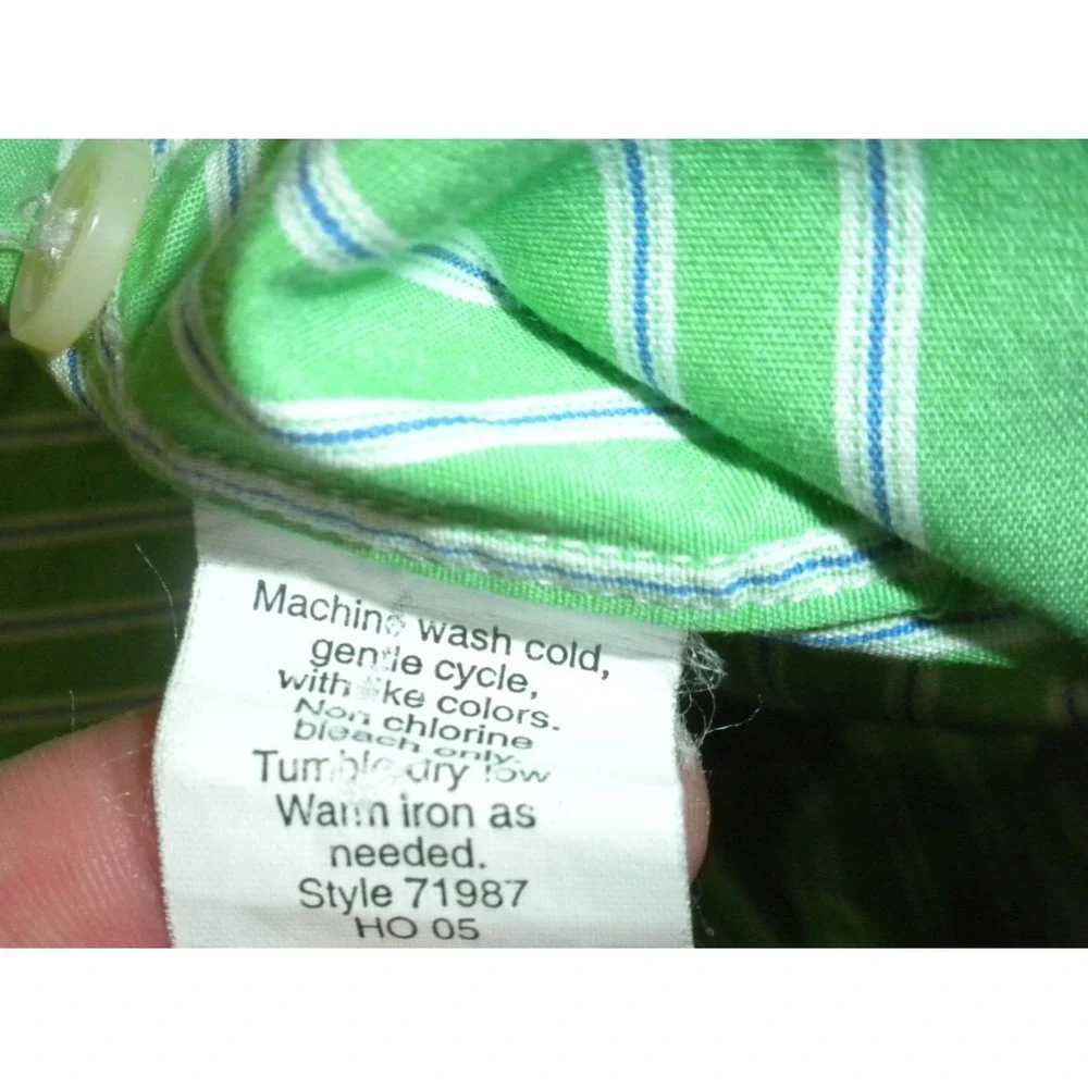 J Crew Shirt Mens XL Green Striped Button Up Long Sleeve Preppy‎ Ivy Vintage